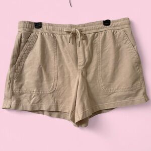 Athleta Farallon Heathered Shorts Beige Tan Drawstring Pockets 16T